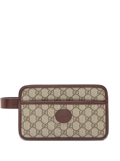 Pre-owned Gucci Monogram-pattern Clutch Bag In Neutral