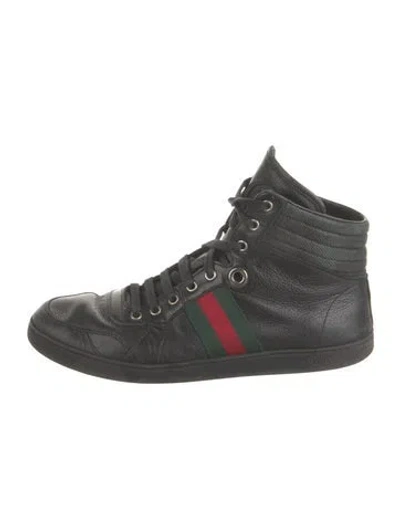 Pre-owned Gucci Monogram Pattern Leather Sneakers In Multi