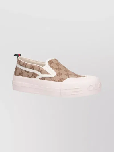 GUCCI MONOGRAM PATTERN LOW TOP SNEAKERS WITH PULL TAB