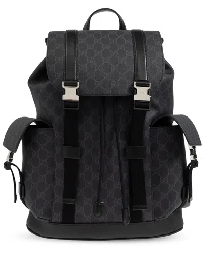 Gucci Monogram-pattern Print Backpack In Burgundy