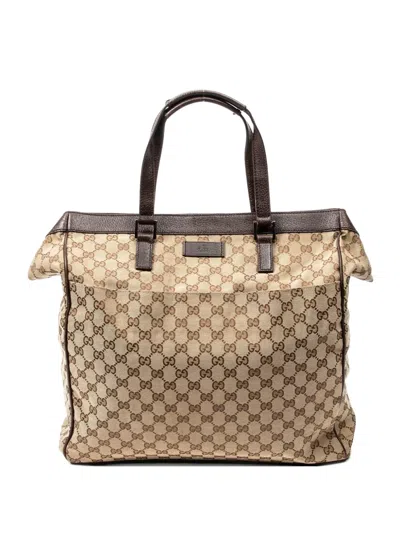 Pre-owned Gucci Monogram Pattern Tote Bag In Brown