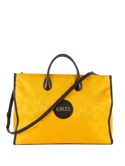 Pre-owned Gucci Monogram-pattern Tote Bag In Yellow