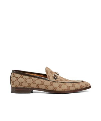Gucci Monogram-print Leather Loafers In Brown