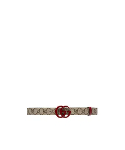 Gucci Monogram-print Logo-plaque Belt In Nude