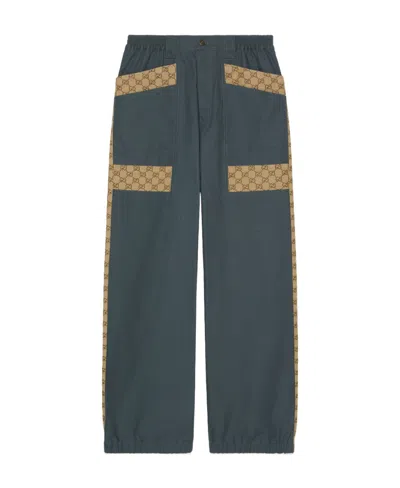 Gucci Monogram-print Loose Fit Trousers In Gray