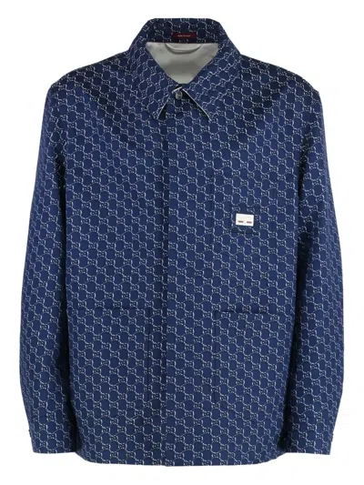 Gucci Monogram-print Shirt In Blue