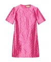 Gucci Gg-embroidered Monogram Shift Dress In Pink