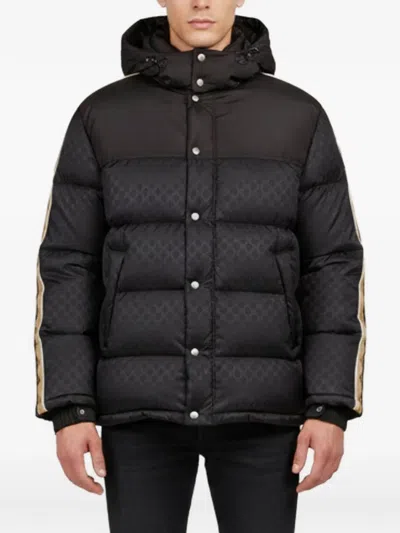 Pre-owned Gucci Monogram Puffer Jacket In Black