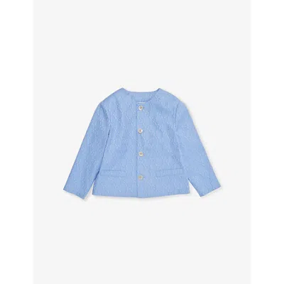 Gucci Kids' Monogram Round-neck Cotton-poplin Jacket 18-24 Months Celeste