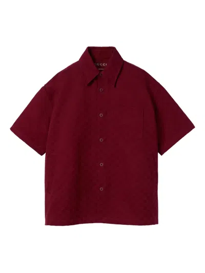 Gucci Monogram Short-sleeve Shirt In Burgundy
