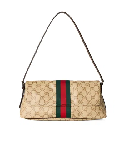 Gucci Monogram Shoulder Bag In Nude