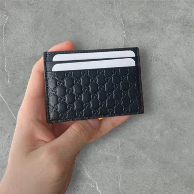 Pre-owned Gucci Monogram Small Wallet Cardholder In Black