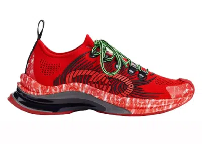 Pre-owned Gucci Monogram Sneakers (women's) In Red