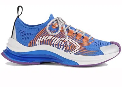 Pre-owned Gucci Monogram Sneakers (women's)in Blue/orange In Multi