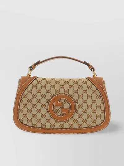 Gucci Monogram Top Handle Structured Shoulder Bag In Brown