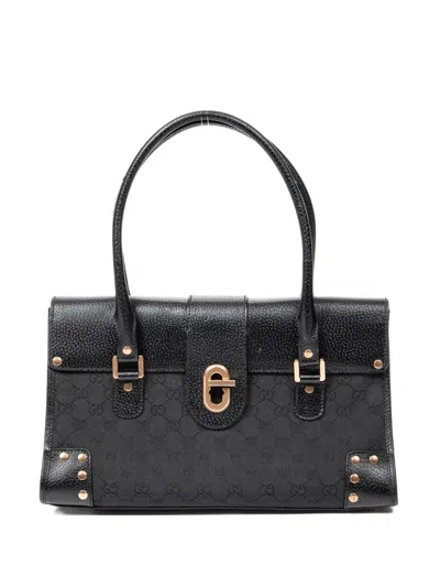 Pre-owned Gucci Monogram Tote Bag In Black