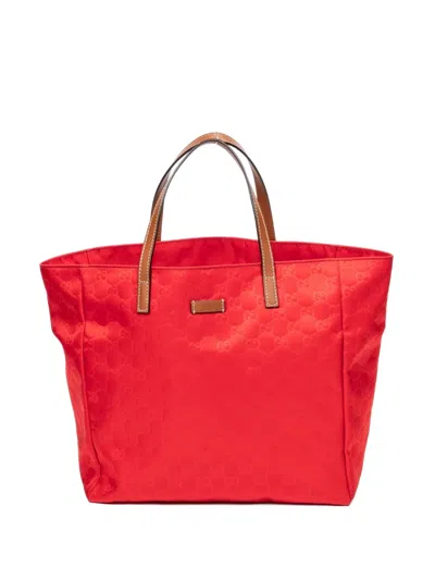 Pre-owned Gucci Monogram Tote Bag In Red