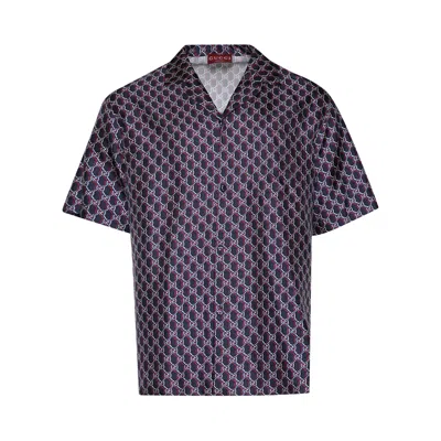 Pre-owned Gucci Monogram Vacation Shirt 'blue/red' | Men's Size 50