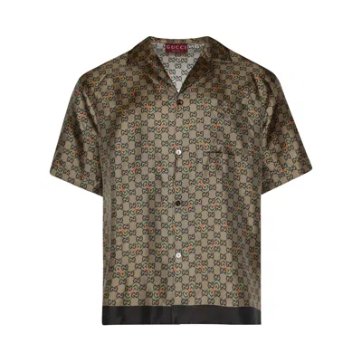 Pre-owned Gucci Monogram Vacation Shirt 'green/gold' | Men's Size 52