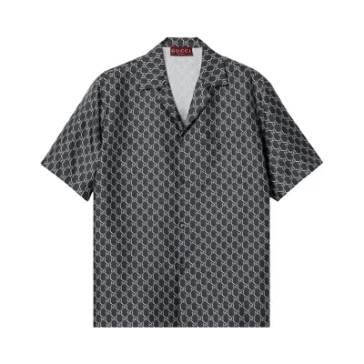 Pre-owned Gucci Monogram Vacation Shirt 'grey/white' | Men's Size 54