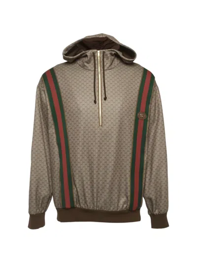 Pre-owned Gucci Monogram Web Trim Hoodie In Neutral