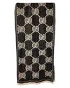 Gucci Monogram Wool Scarf (authentic Pre-loved) In Black