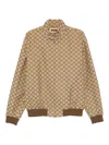 Gucci Monogram Zip-up Bomber Jacket In Neutral