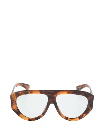 Gucci Monogram-embossed Oversized-frame Sunglasses In Brown