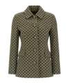 Gucci Monogram Patterned Cotton Blend Jacket In Green
