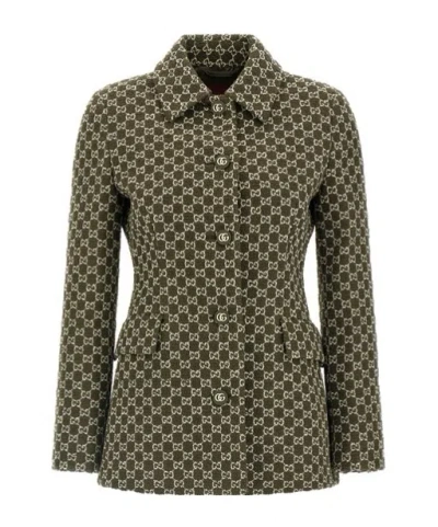 GUCCI GUCCI MONOGRAMMED COLLARED JACKET