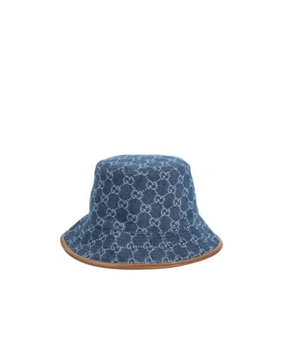 Gucci Women Blue Bucket Hat In Gg Canvas Woman
