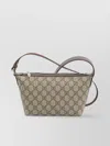 Gucci Monogrammed Fabric And Leather Shoulder Bag In Neutral