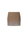 Gucci Crystal-embellished Mini Skirt In Brown