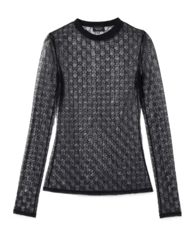 Gucci Gg Stretch Lace T-shirt In Black
