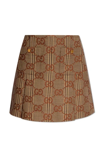 Gucci Monogrammed Skirt In Beige