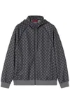 Gucci Monogrammed Zip-up Jacket In Grey E Black