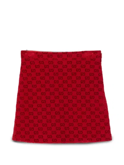 Gucci Kids' Monogram-pattern A-line Skirt In Red