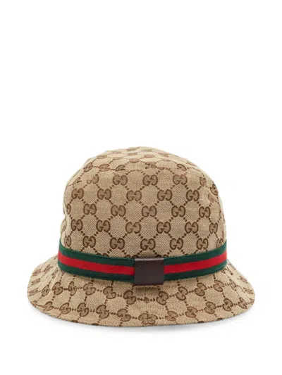 Pre-owned Gucci Monogram-pattern Bucket Hat In Neutral