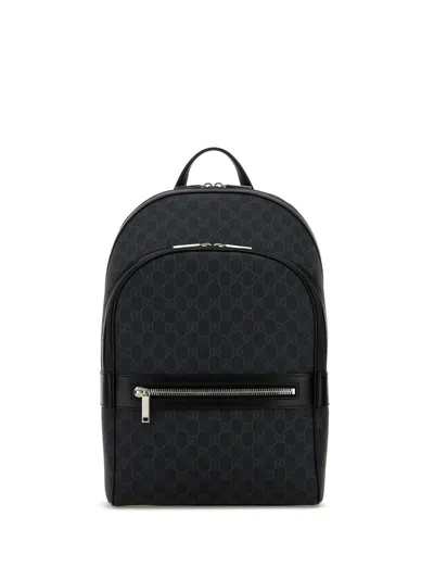 Gucci Monogram-pattern Canvas Backpack In Black