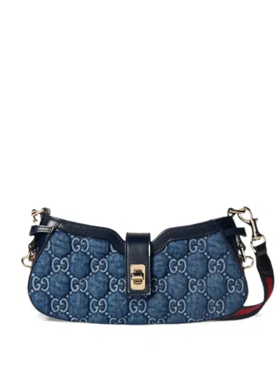 Gucci Monogram-pattern Denim Tote Bag In Blue