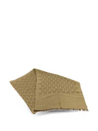 Pre-owned Gucci Monogram-pattern Scarf In Neutral
