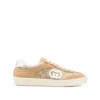 Gucci Beige G75 Sneaker In Suede And Gg Fabric Women In Neutral