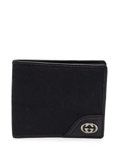 Pre-owned Gucci Monogram-pattern Wallet In Black
