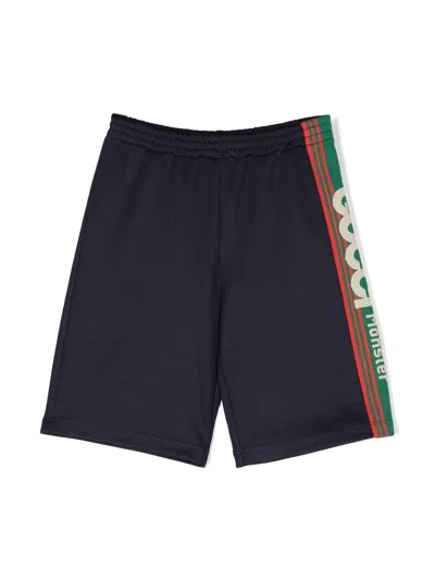 Gucci Kids'  Monster Jersey Shorts In Blue