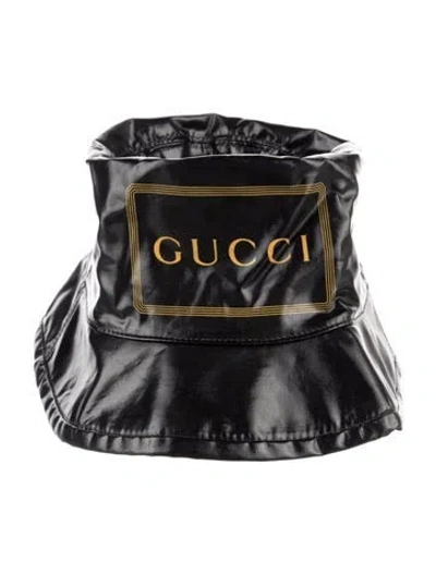 Pre-owned Gucci Montecarlo Shiny Bucket Hat In Black
