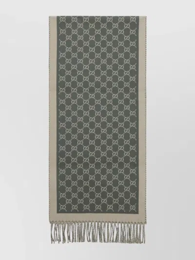Gucci Moon Jacquard Wool Reversible Scarf In Neutral