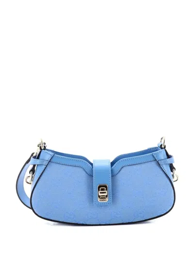 Pre-owned Gucci Moon Side Gg Canvas Mini Shoulder Bag In Blue