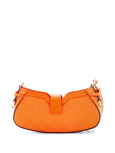 Pre-owned Gucci Moon Side Gg Canvas Mini Shoulder Bag In Orange