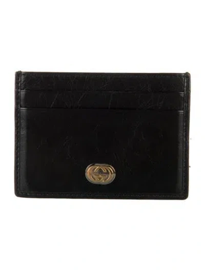 Pre-owned Gucci Morpheus Interlocking G Logo Card Holder In Black