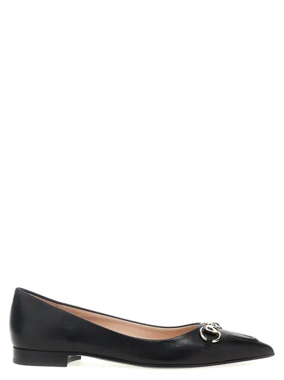 Gucci Women Black Heeled Ballerina Flats With Half Horsebit